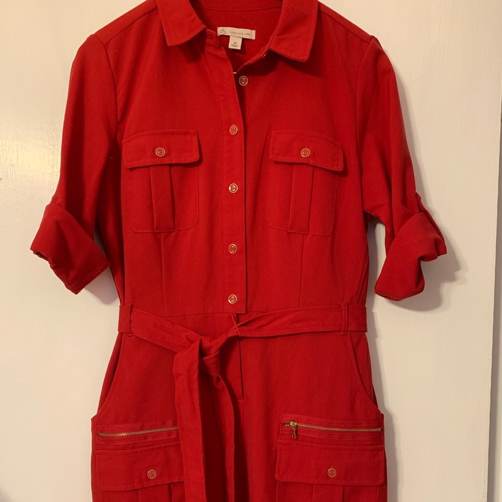 Red Button up Dress